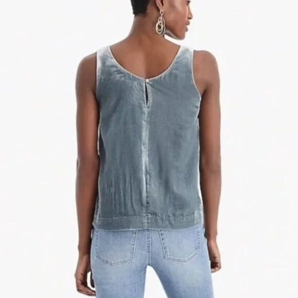 J. CREW Velvet Tank Top in Gentle Sea Women's Size 00 Style J4925 NWT - Picture 4 of 12